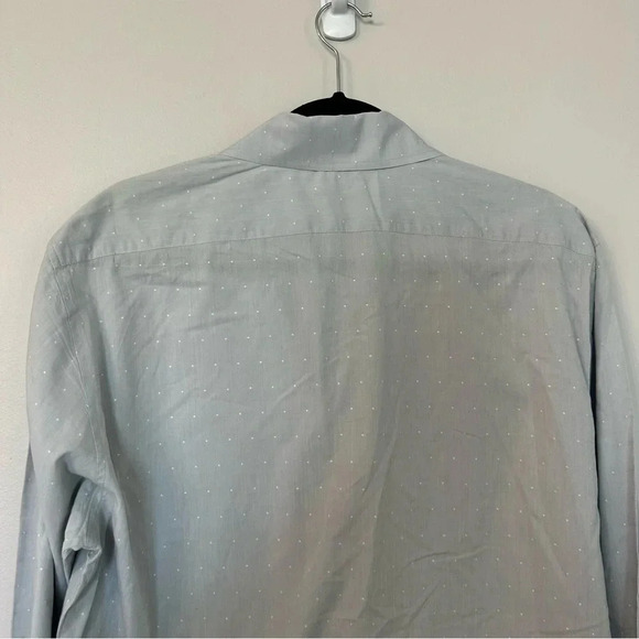 Theory Men's Long Sleeve Light Grey with White Dots Casual Button Down Sz L GUC - Picture 8 of 9